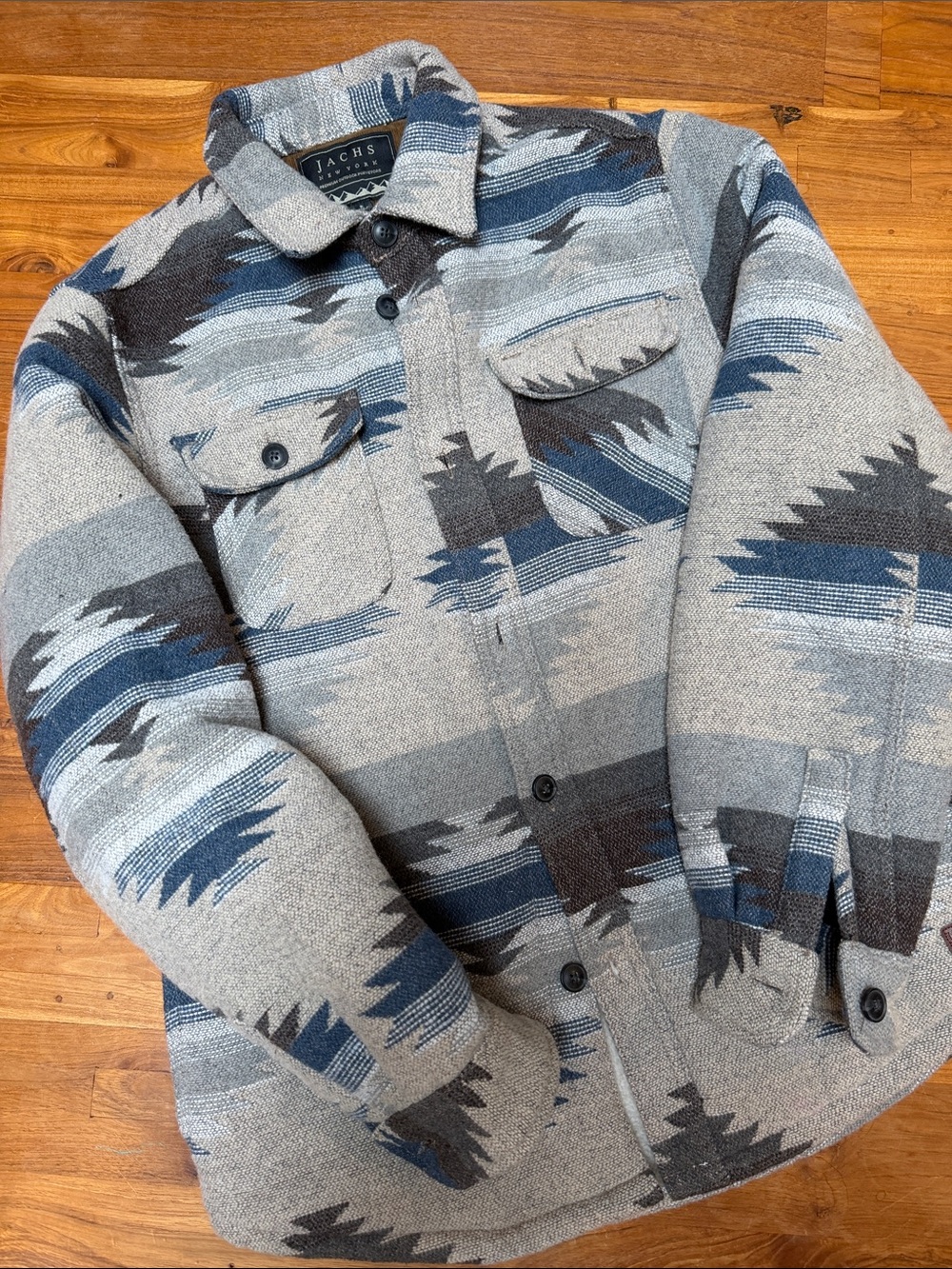 Jachs Gray & Navy Patterned Shirt Jacket